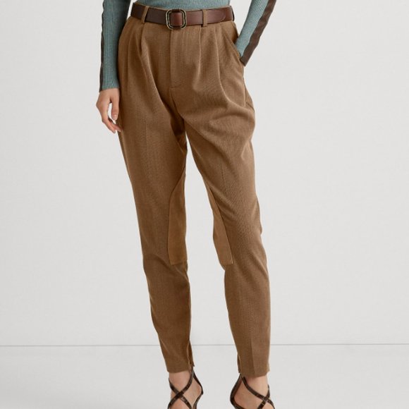 Lauren Ralph Lauren Camel Pleated Bi-Stretch Jodhpur Pant - Picture 2 of 5